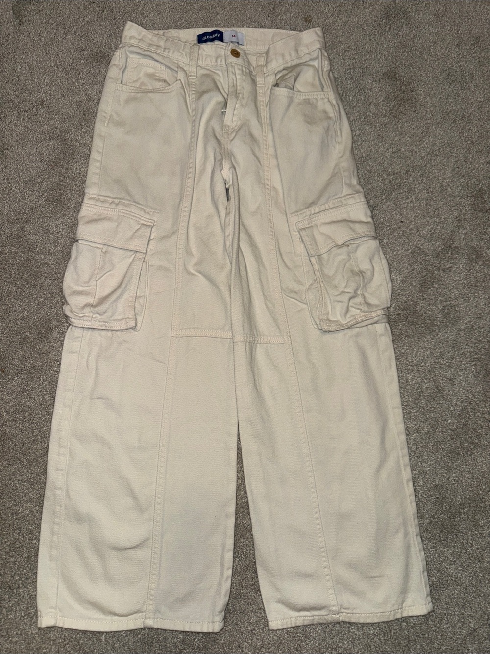 Old navy girls Cargo Wide-Leg Utility Pants in Off-White size 14